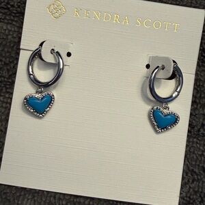 Kendra Scott Ari Heart Huggies in silver and turquoise - NWOT